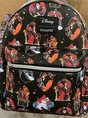 Loungefly Disney Villains Backpack — Black, Red, Orange, Purple, Yellow